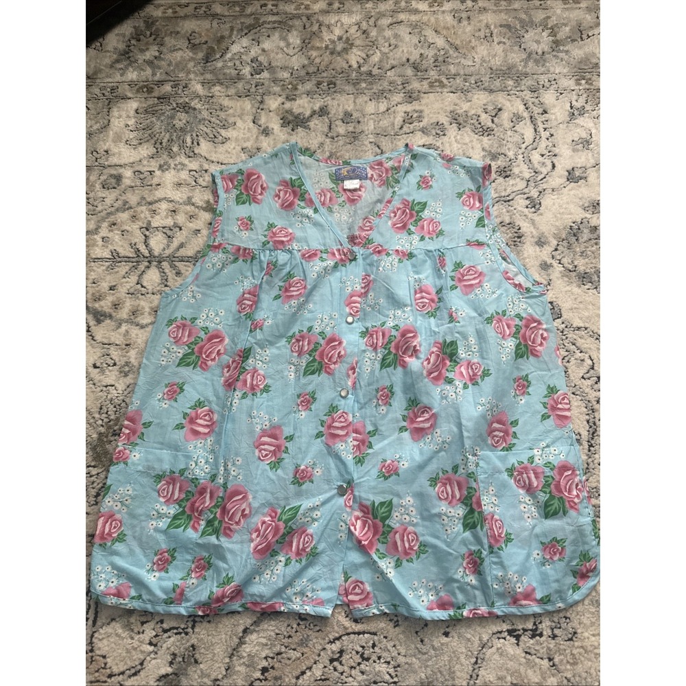 Vintage MoonDance Sleeveless Floral Smock Art smock housecoat SZ 2X